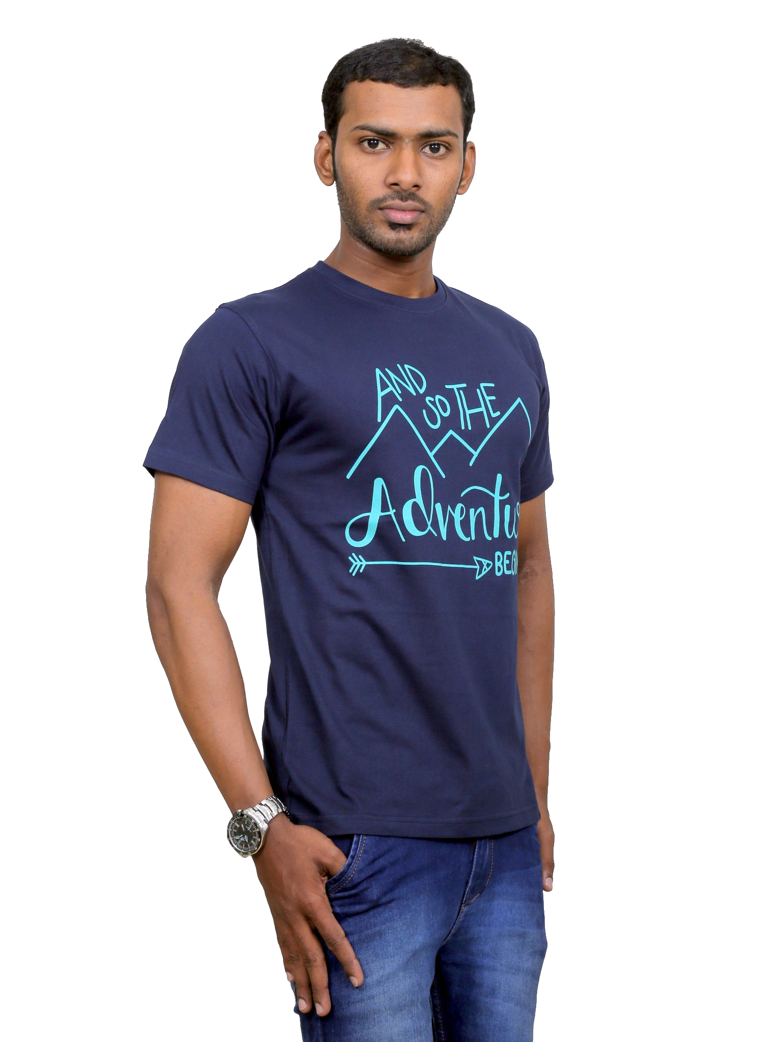 Indian Aurochs Men Adventurer Navy Blue Round Neck T-Shirt - Indian Aurochs